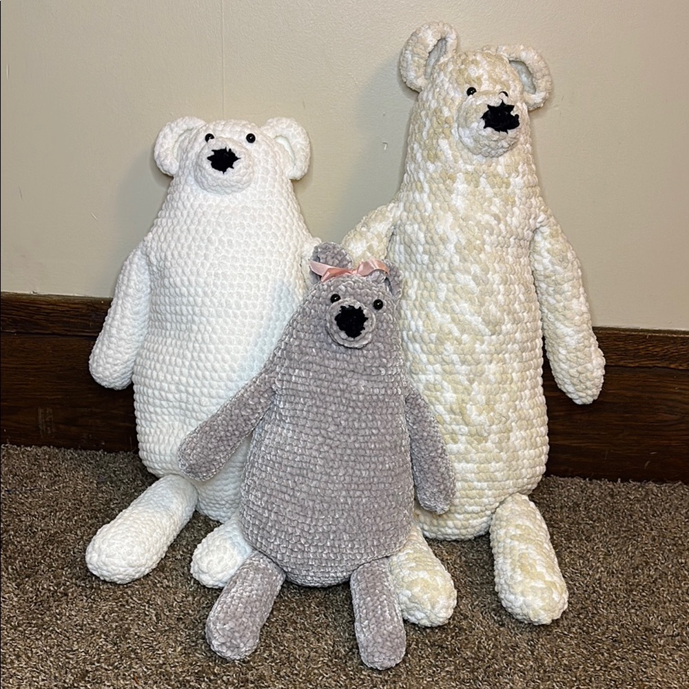 Charming White and Cream Stuffed Polar Bears